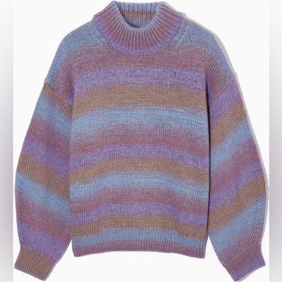 COS Striped Wool Mock-Neck Sweater - Picture 4 of 5